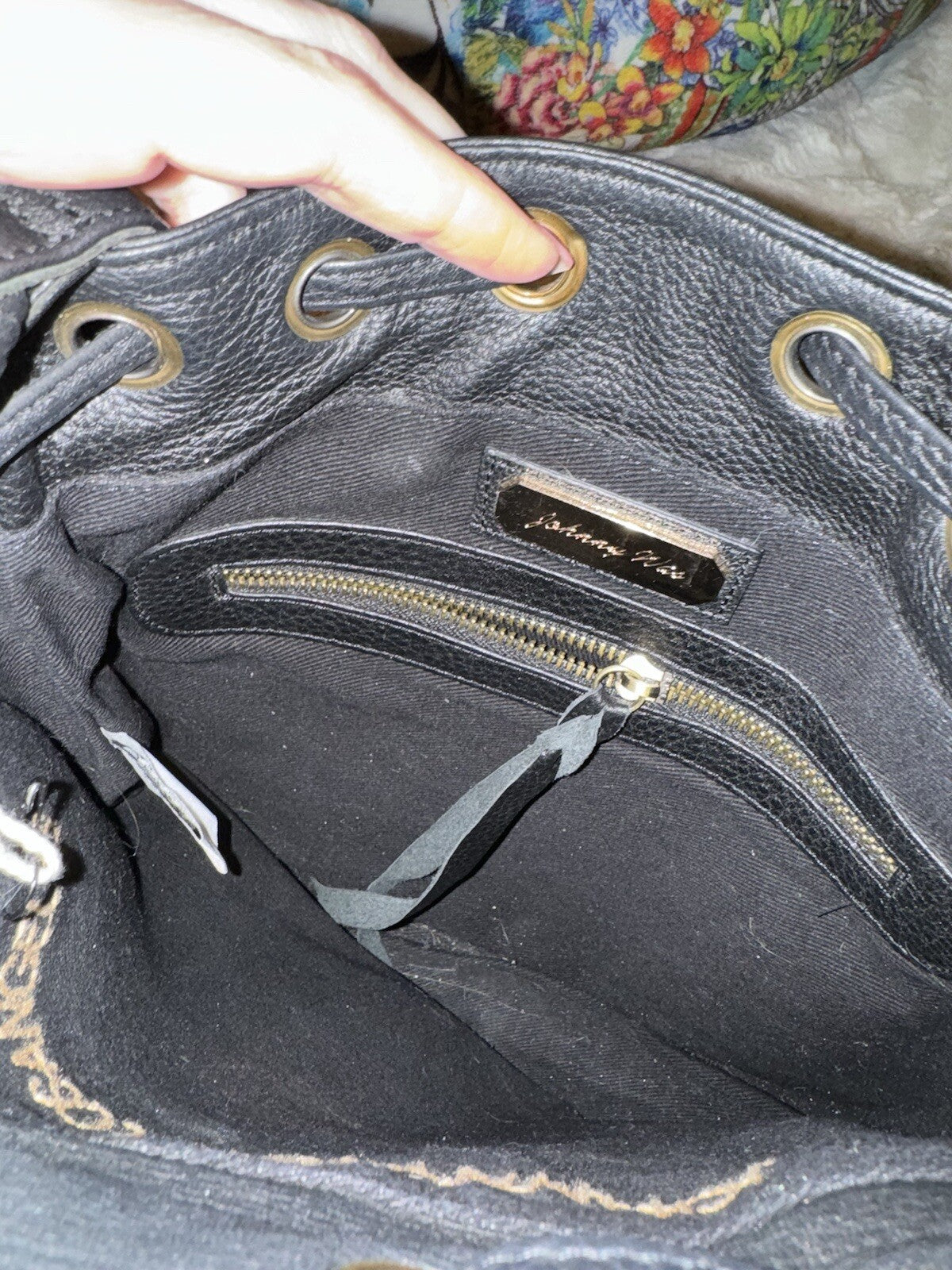 Johnny Was Black Leather Tote Bag Purse Crossbody Hobo Bucket Tassels Johnny Was