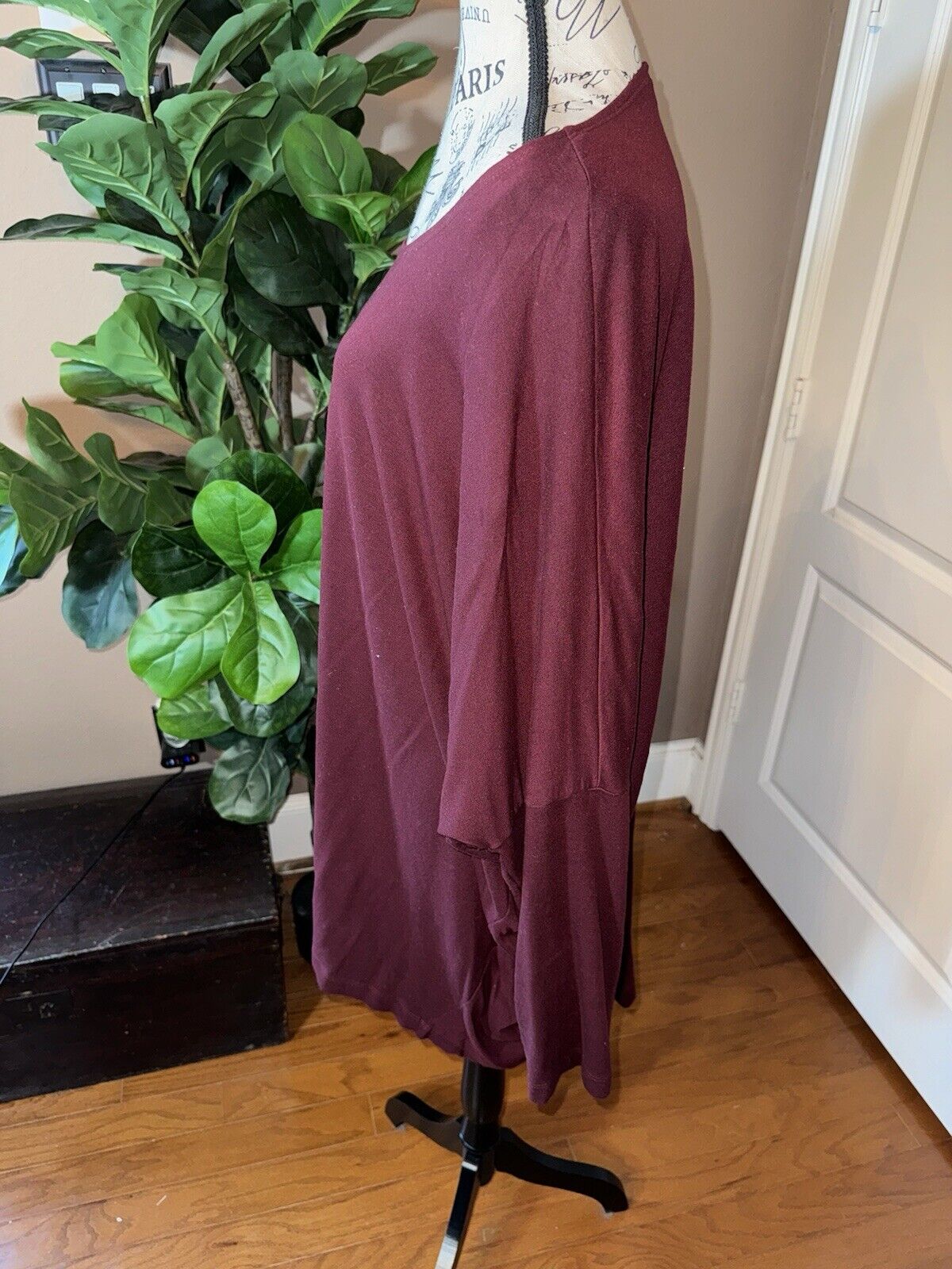 Bryn Walker Maroon Wine Red Dolman Sleeve Maxi Top Batwing 3X 3XL MSRP$198