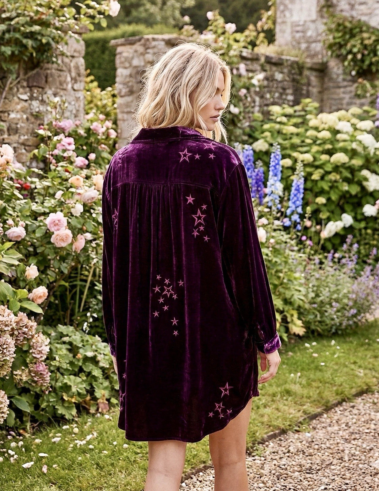 Johnny Was 1X Burgundy Wine Velvet Embroidery Shirt Peplum Top Button Babydoll Johnny Was