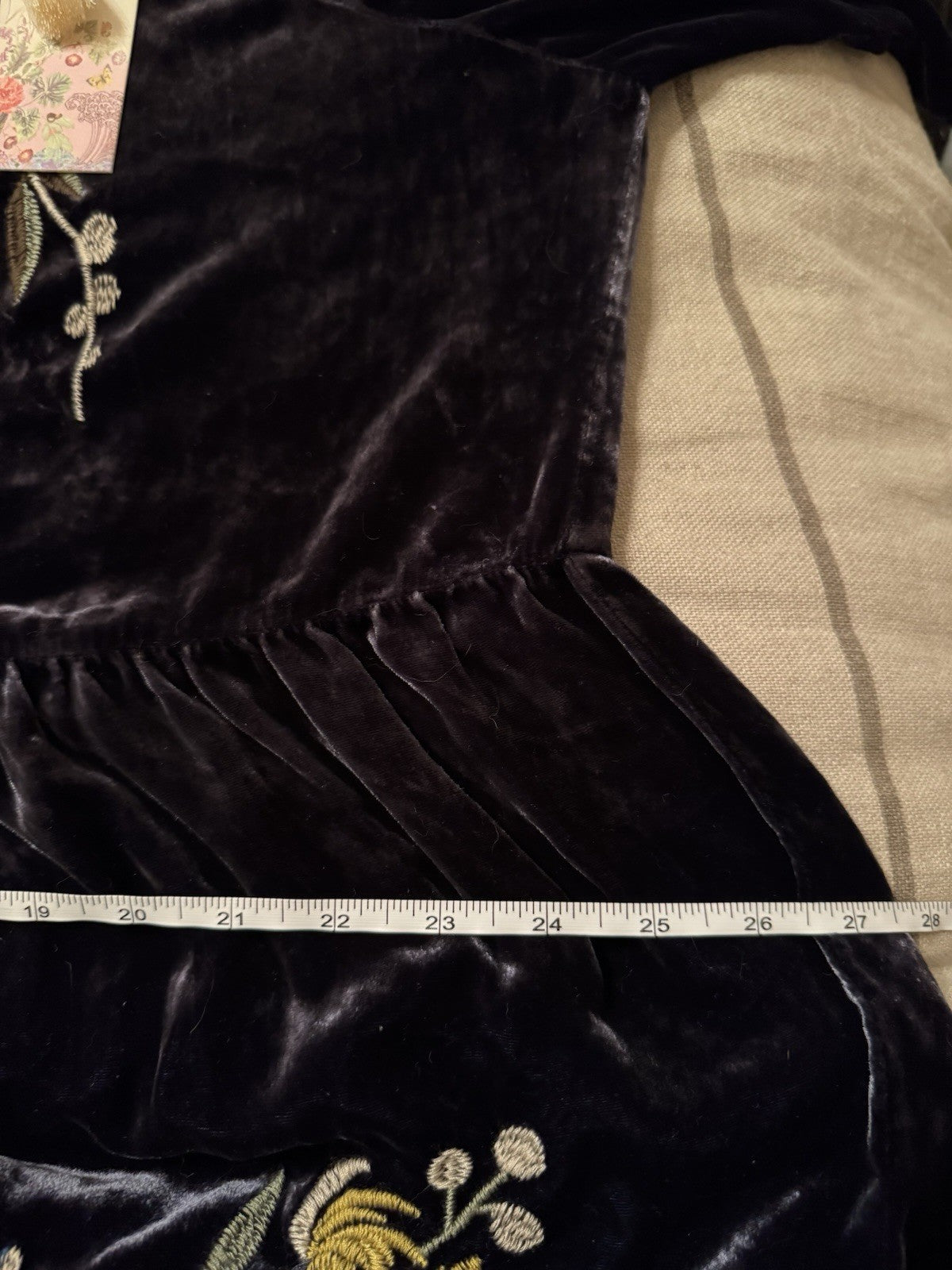 JOHNNY WAS XL Dark Midnight Blue Velvet Midi Dress Tiered Embroidered Maxi Johnny Was