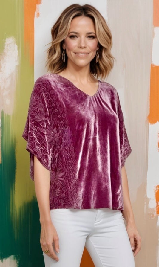 Johnny Was XL Velvet Purple Plum Poncho Top Tunic Embroidered Bohemian Johnny Was