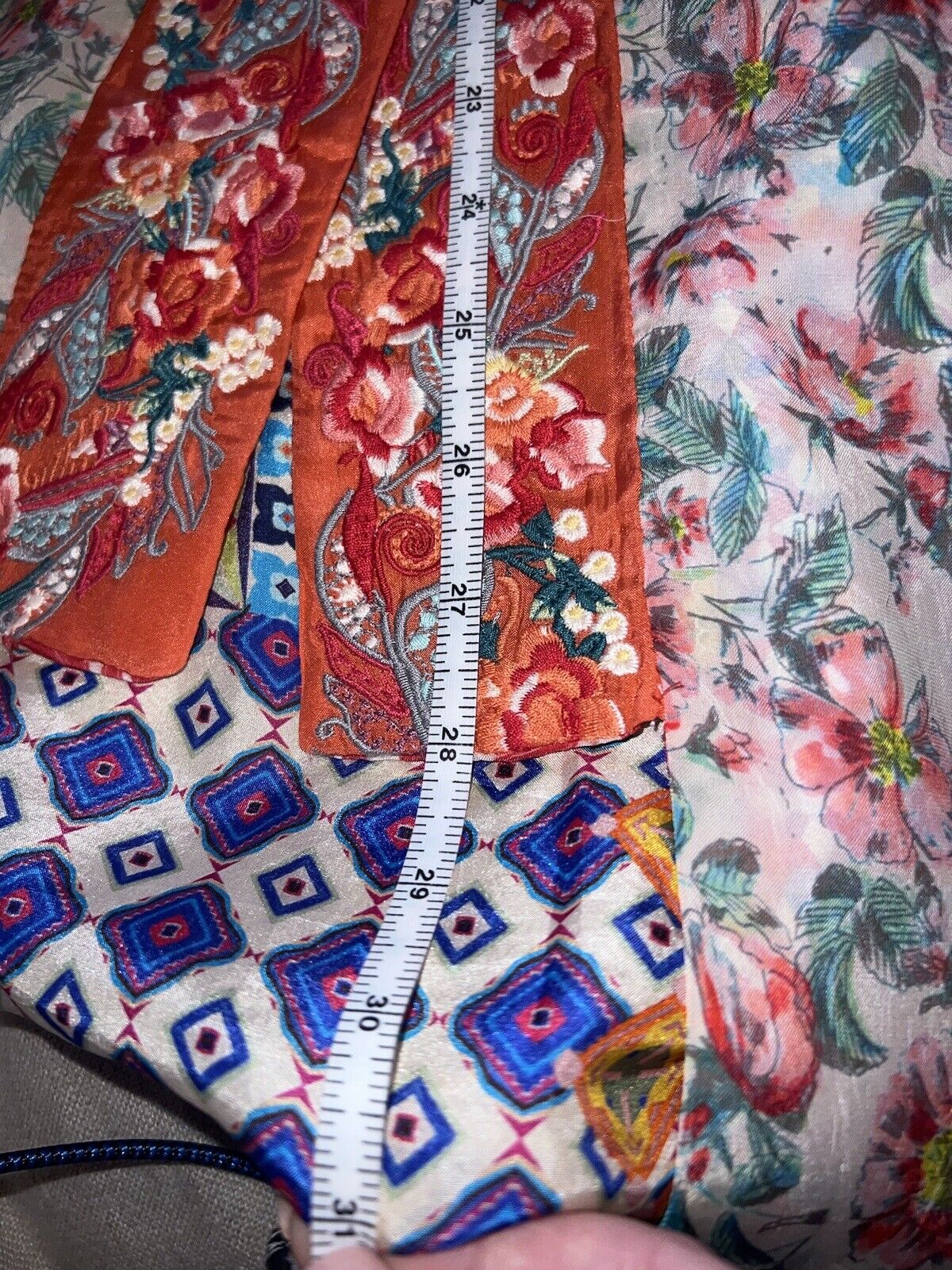 Johnny Was Silk REVERSIBLE Floral Kimono  XL 1X Embroidered & Pockets