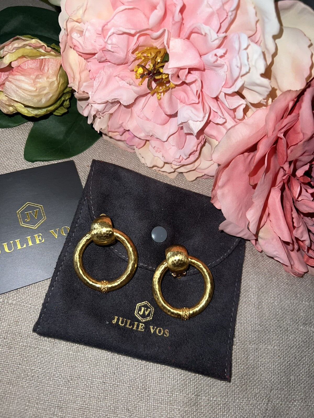 Julie Vos 24k Gold Plated Hoop Door Knocker Clip On Earrings Julie Vos