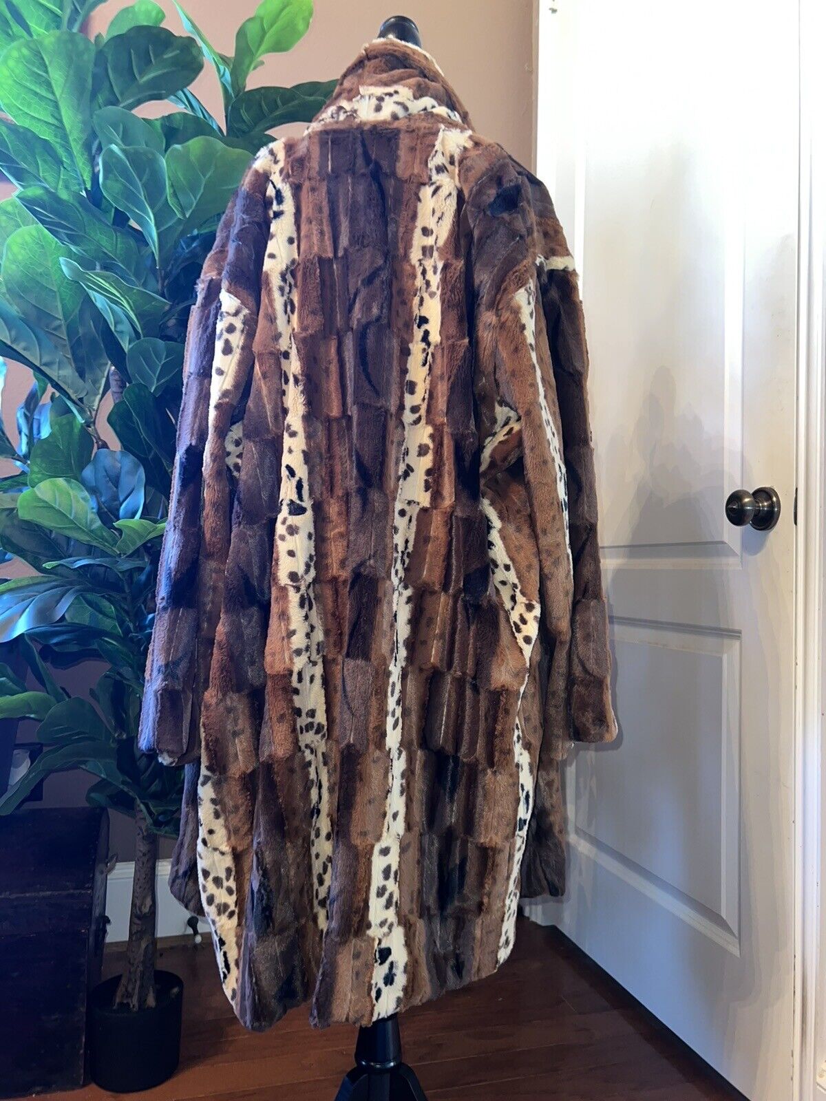 Johnny Was Faux Fur Patchwork Coat Jacket Wrap Sz 3x 3xl Silk Lining