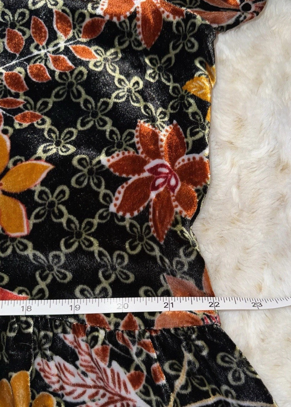 JOHNNY WAS Large Velvet Mini Dress Tiered Tunic Top Babydoll Beaded Tassel Johnny Was