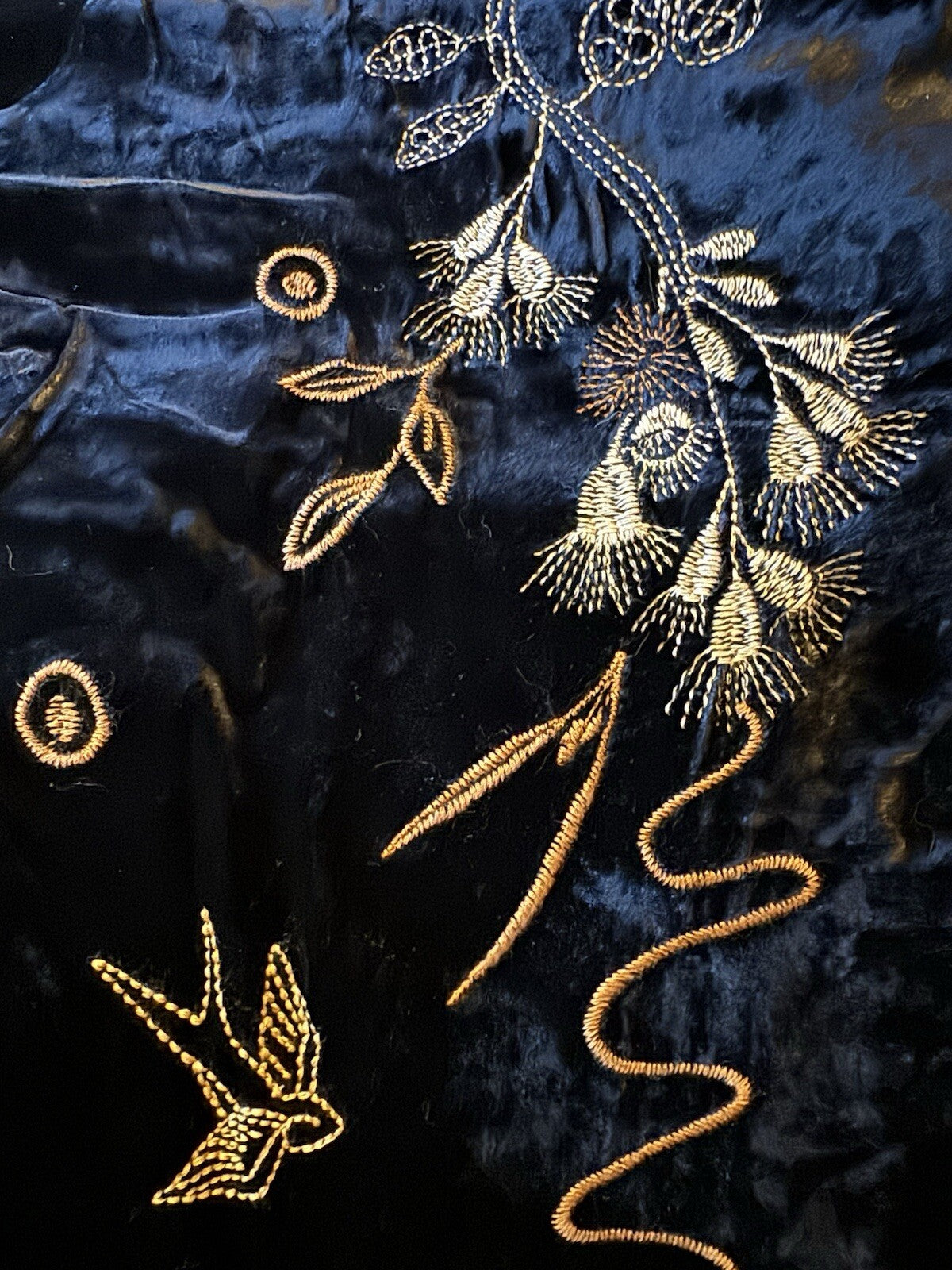 Johnny Was 1X 1XL Plus Black & Gold Velvet Kimono Shift Mini Dress Tunic Johnny Was