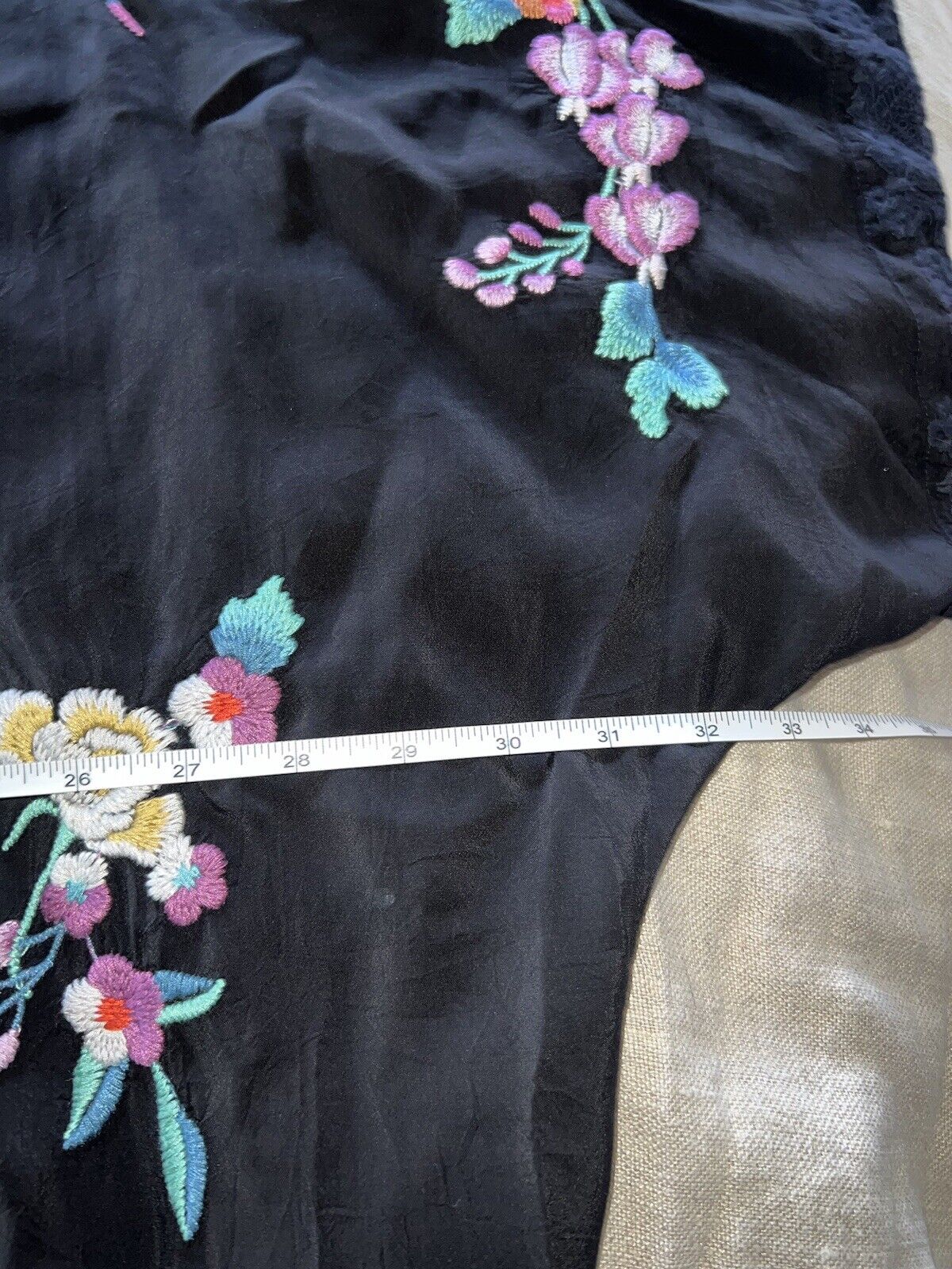 Johnny Was Silky Kimono W/ Embroidery & Flowers Sz XL 1X 1XL  Pockets