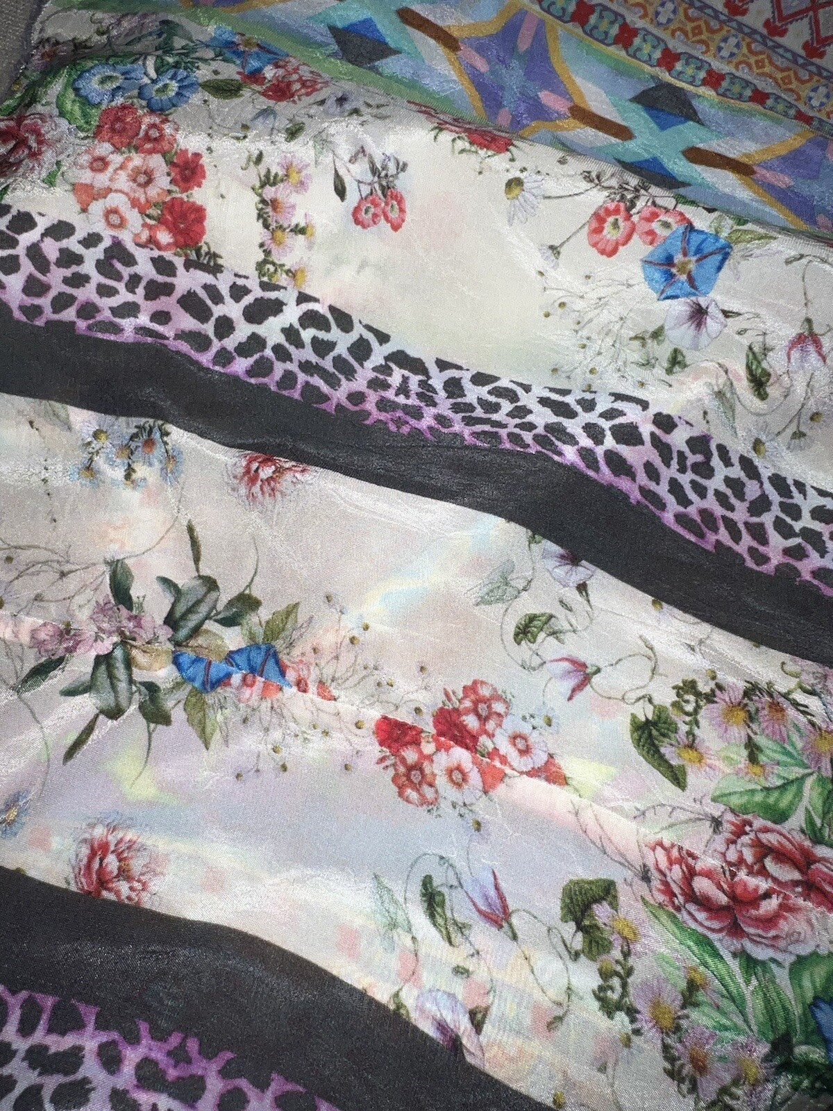 Johnny Was 2X Silky Kimono Jacket Floral W/ Belt Lavender Pink Lightweight Cool Johnny Was