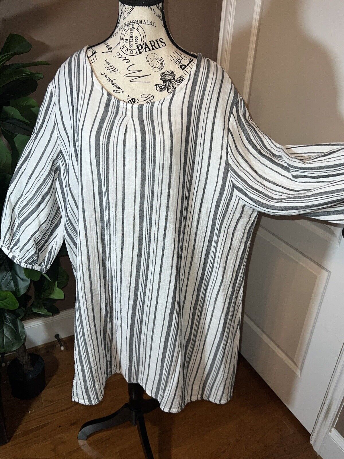 Bryn Walker Black & White Kimono Sleeve Tunic Top Mini Dress 2XL  $198