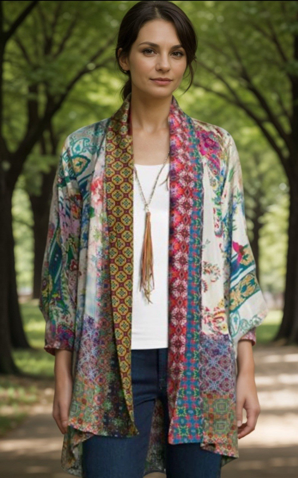 Johnny Was L Large Silky Kimono Top Gorgeous Great Condition Johnny Was