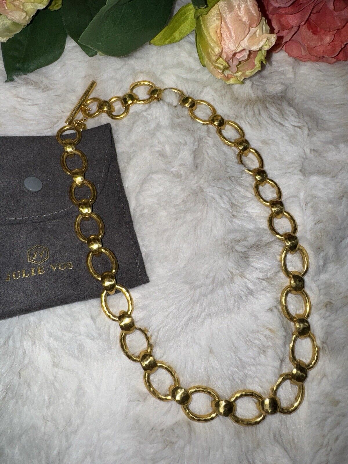 Julie Vos 24K Plated Statement Necklace Toggle Link RETIRED Heavy Chain