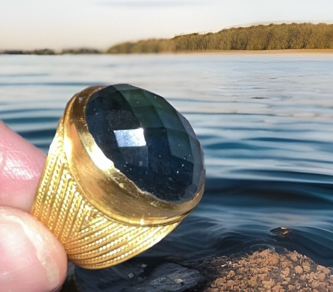 Julie Vos Iridescent Dark Blue Statement Ring Sz 8 ADJUSTABLE Julie Vos