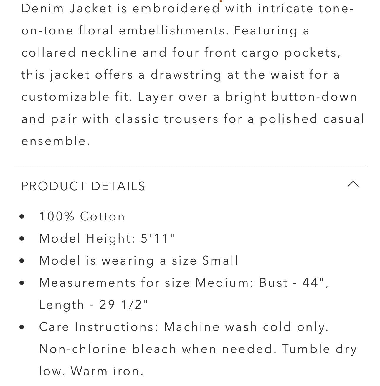 Johnny Was XL Denim Jacket Shacket Coat Embroidered Blue Light Wash Johnny Was