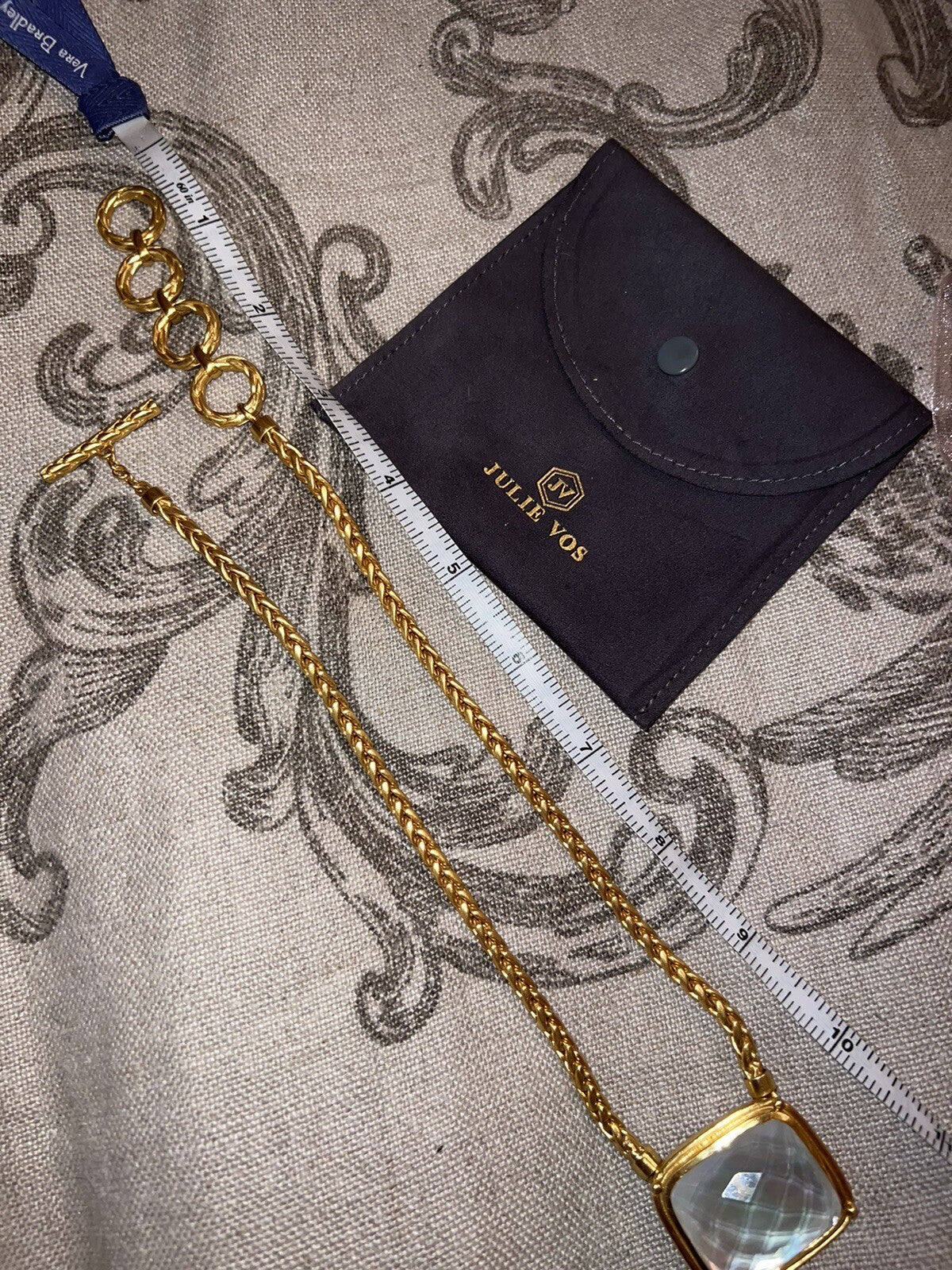 Julie Vos White/Clear Iridescent Pendant & 24k Gold Plated Chain Necklace Julie Vos