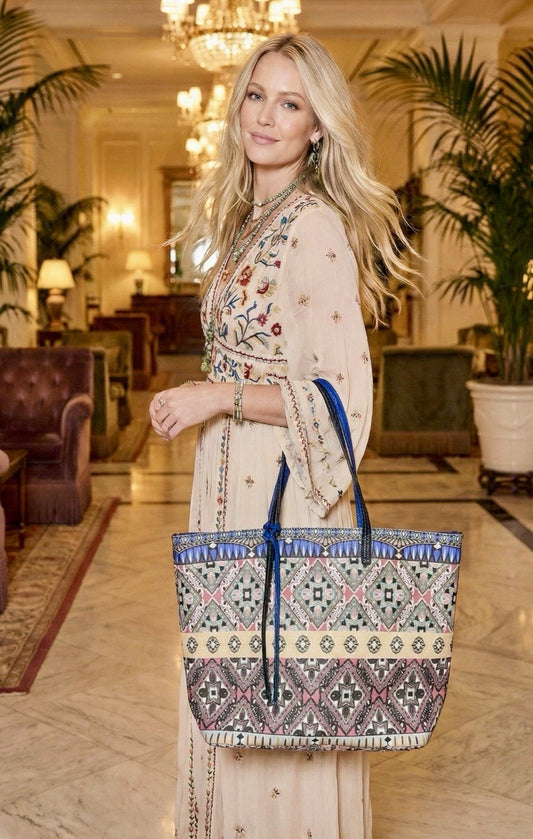 Johnny Was Leather Tote Bag Purse Beautiful Design Gently Used Johnny Was