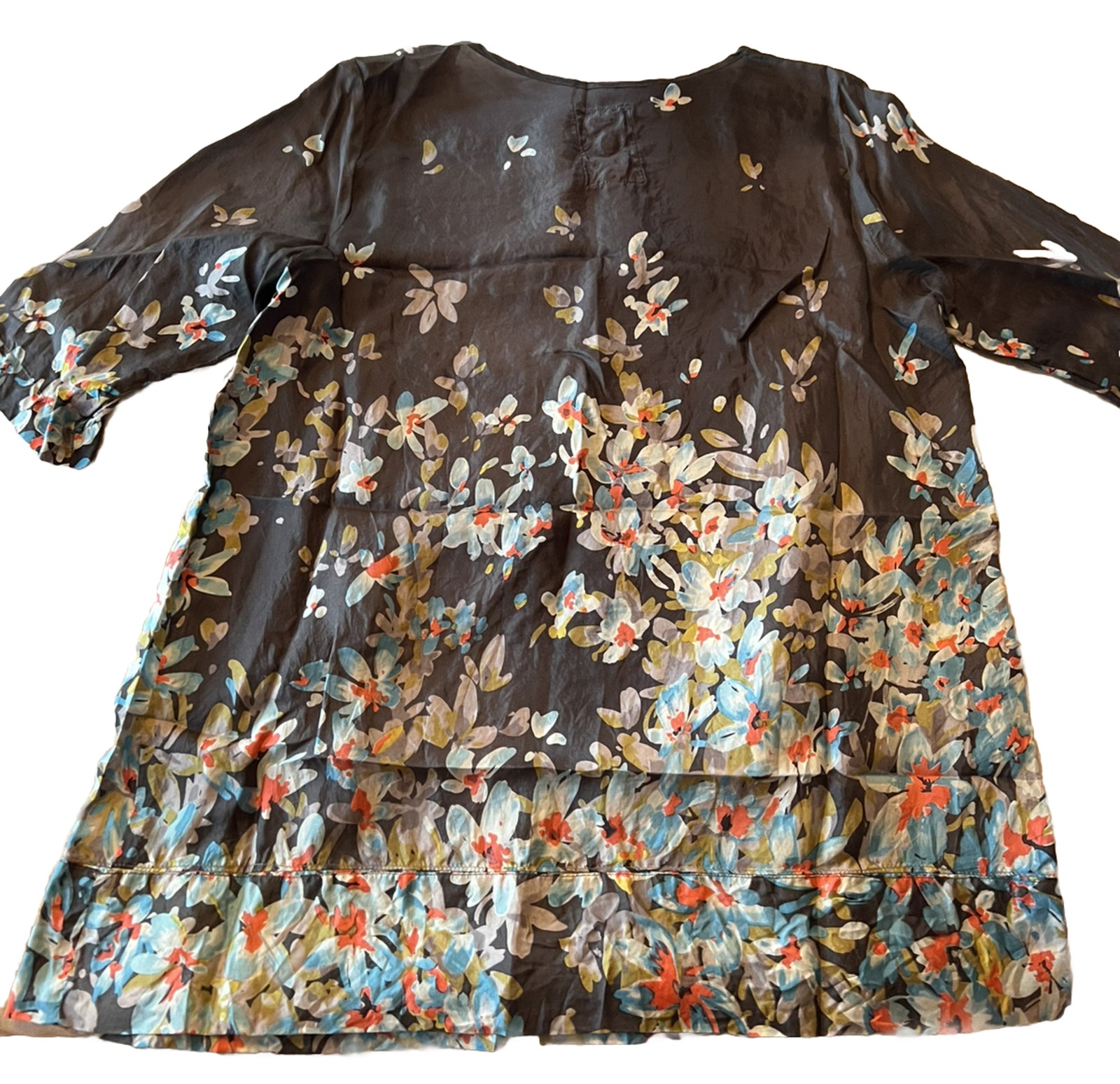 Johnny Was M 100% Silk Peasant Blouse Tunic Top Crocheted Neck Lightweight Cool Johnny Was