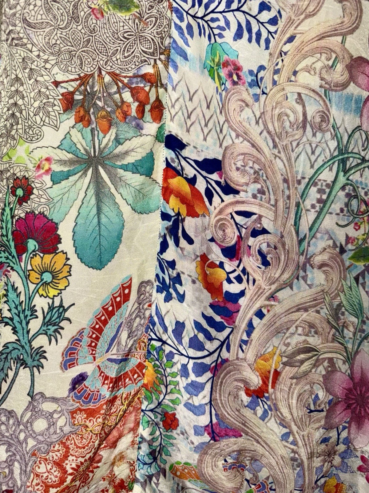 Johnny Was 3X Plus Button Up Shirt Dress Silky Tunic Kimono Patchwork Pattern Johnny Was