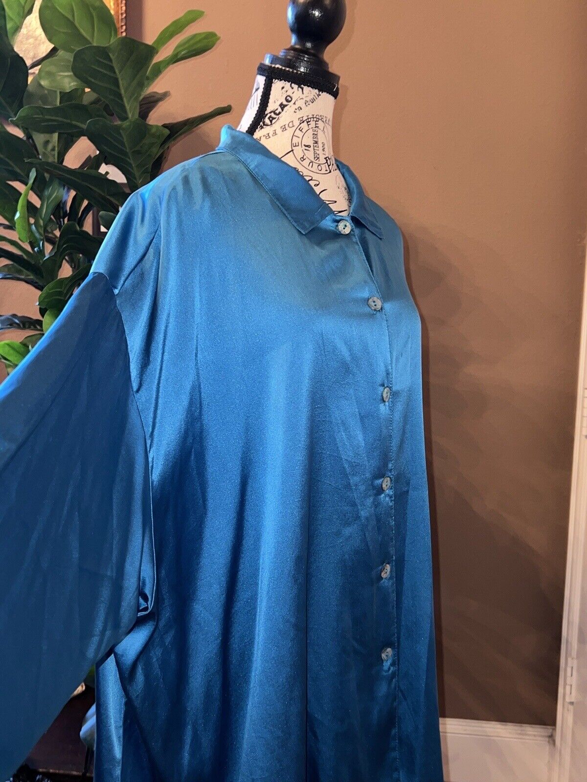 Bryn Walker Blue Silk 3x Dress Shirt Long Sleeve Button Up Tunic Top