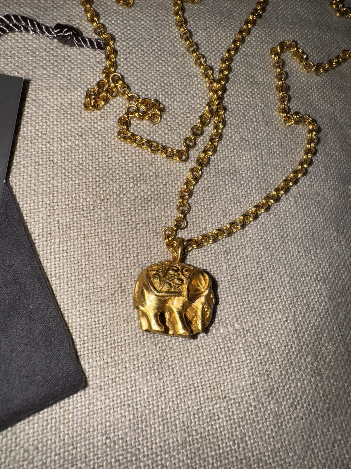 Julie Vos India Elephant Pendant Long Necklace 34” 24K Gold Plated Indian Julie Vos