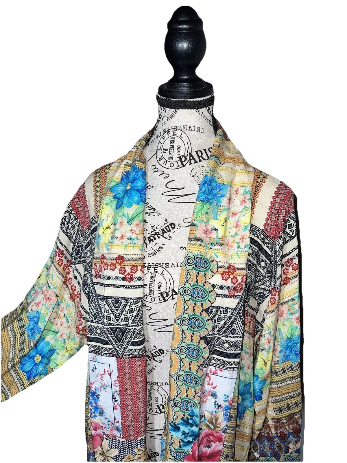 Johnny Was XL Patchwork Floral Kimono Cardigan Soft & Flowy Wrap Jacket Top Johnny Was