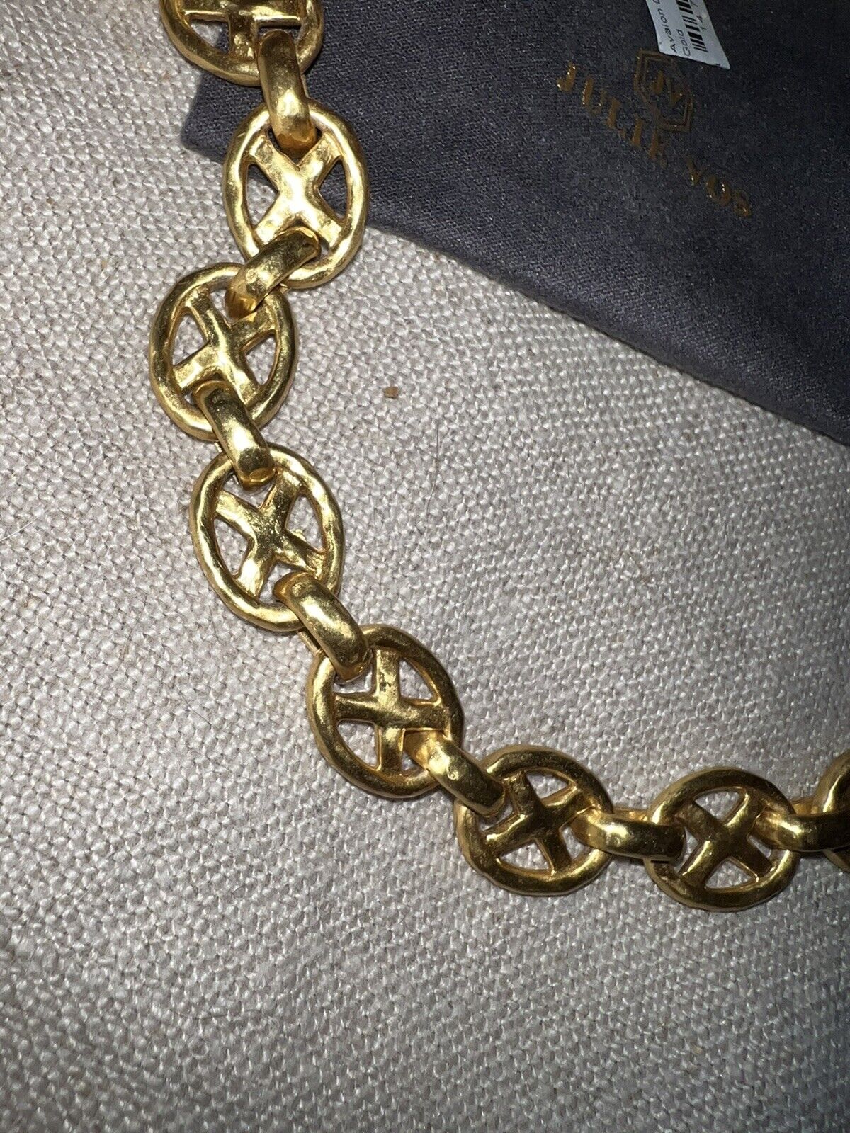 Julie Vos 24k Gold Plated XO Toggle Link Necklace ADJUSTABLE STUNNING