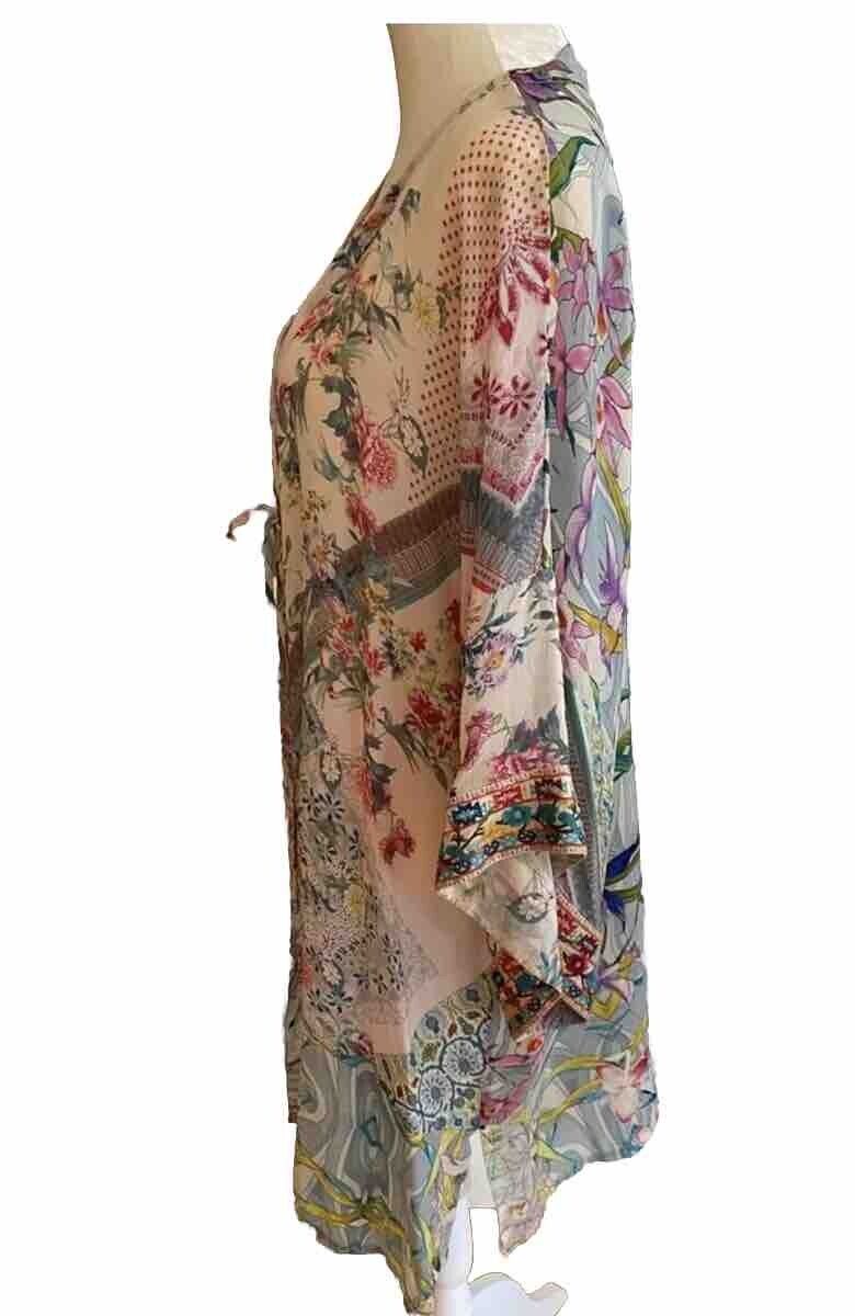 Johnny Was Silky Kimono Sz L   Beautiful Flowy Soft