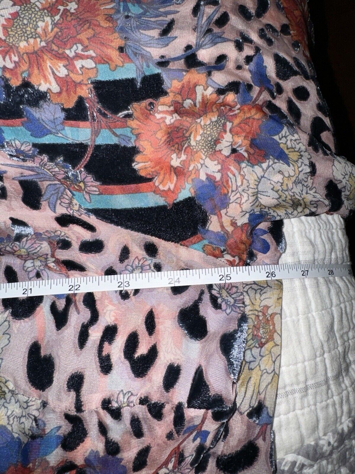 Johnny Was 1X XL Burnout Silk & Blue Velvet Floral Animal Print Tunic Top