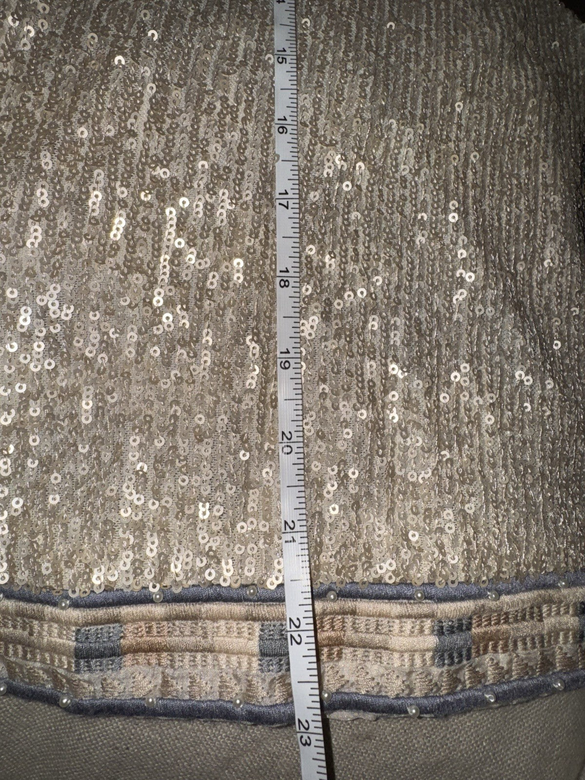 Johnny Was L Large Silk & Sequins Ivory KIMONO Jacket Wrap Pearl Accents Johnny Was