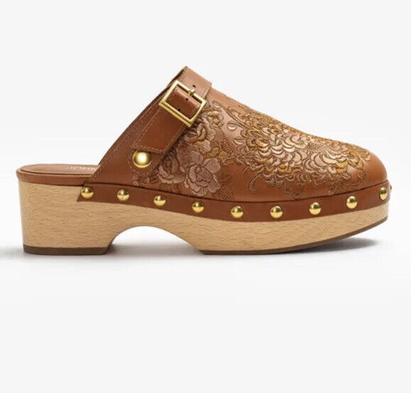 Johnny Was Mono Clog Tonal Sz 8 NIB Gorgeous Embroidered Leather