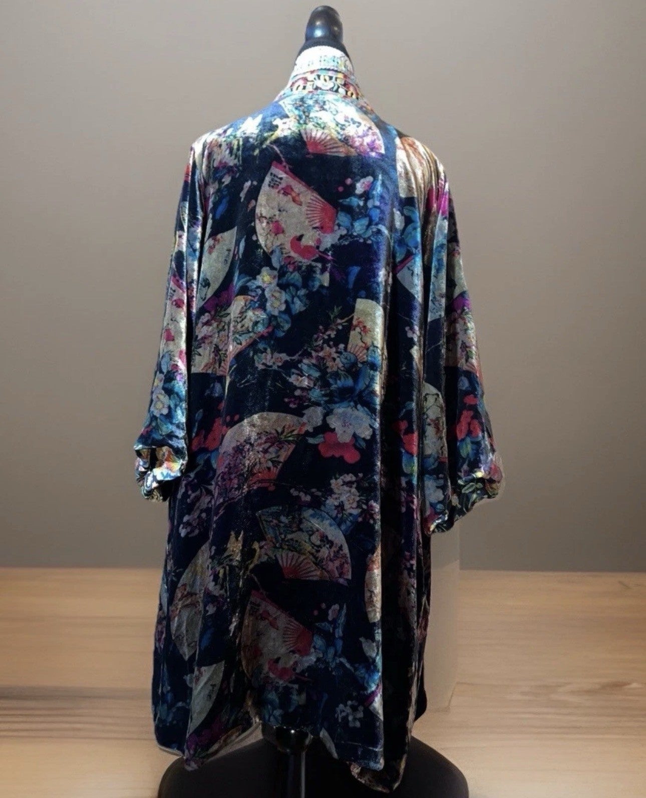 Johnny Was Large Velvet & Silk Kimono Wrap REVERSIBLE Jewel Tones Jacket Johnny Was