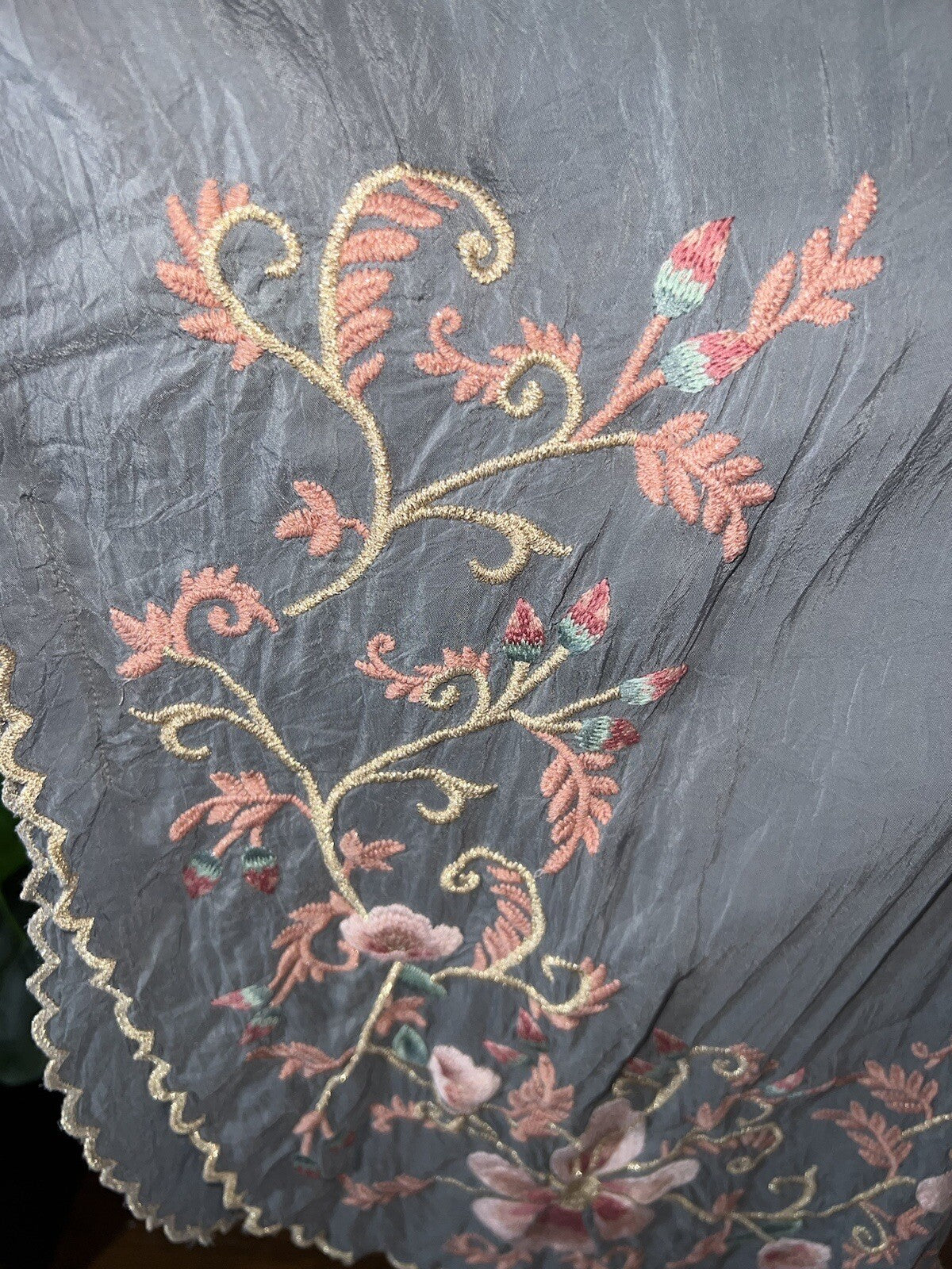 Johnny Was M Silky Kimono Poncho Wrap Top Cover Up Gold Embroidery PitPit 31” Johnny Was