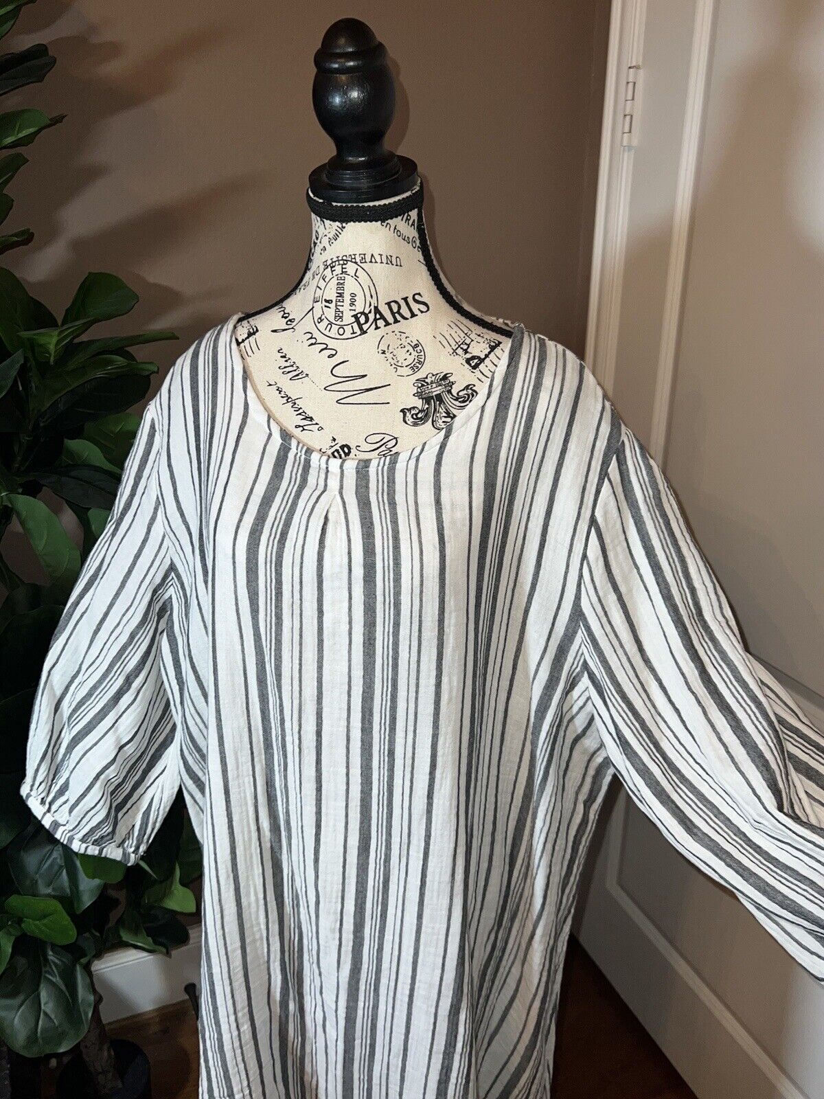 Bryn Walker Black & White Kimono Sleeve Tunic Top Mini Dress 2XL  $198