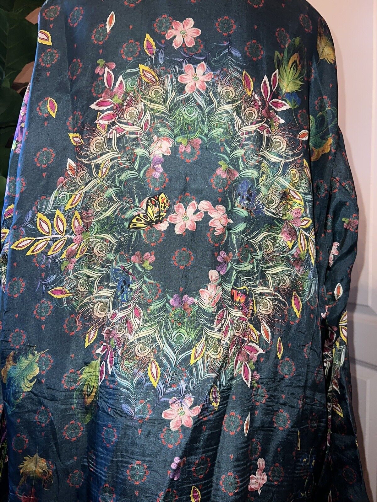 Silk Johnny Was Tunic Top 1X 1XL 100% Silk Soft Flowy Butterflies Flora