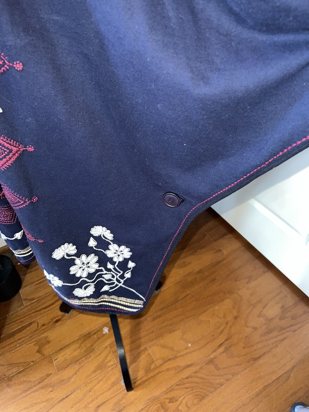 Johnny Was Navy Blue & Red French Terry 3X Kimono Wrap Poncho Coat Jacket Johnny Was