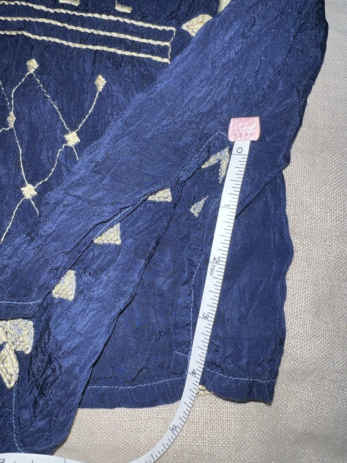 EuC Johnny Was L Large Blue Embroidered Tunic Top Mini Dress Floral RETIRED Johnny Was