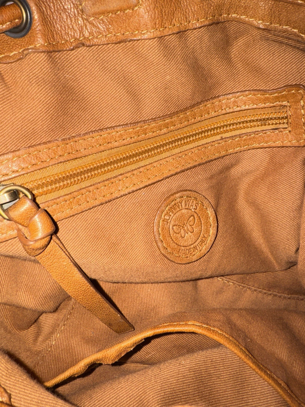 Johnny Was Brown Leather & Fringe Bucket Bag Purse Hobo Shoulder Tote Johnny Was