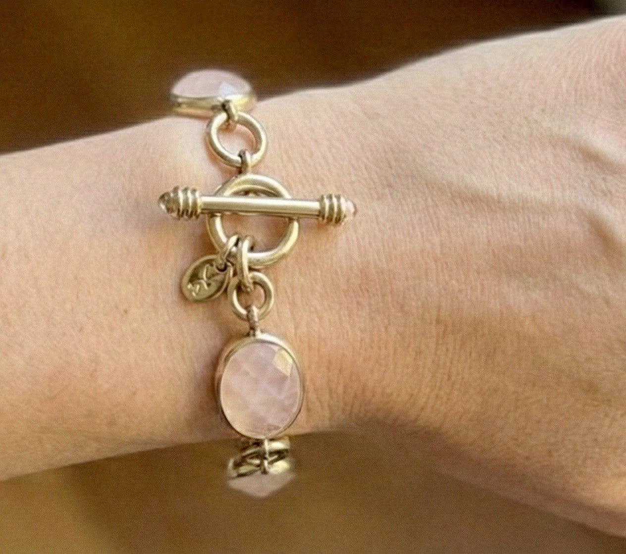 Julie Vos Pink Quartz Toggle Link Bracelet Adjustable Soft & Feminine Julie Vos