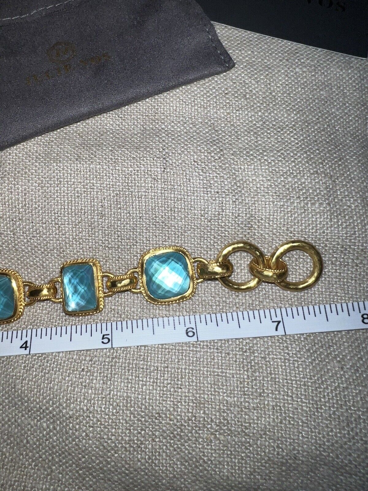 NEW Julie Vos Iridescent Bahamian Blue Link Bracelet With Adjustable Toggle NWT