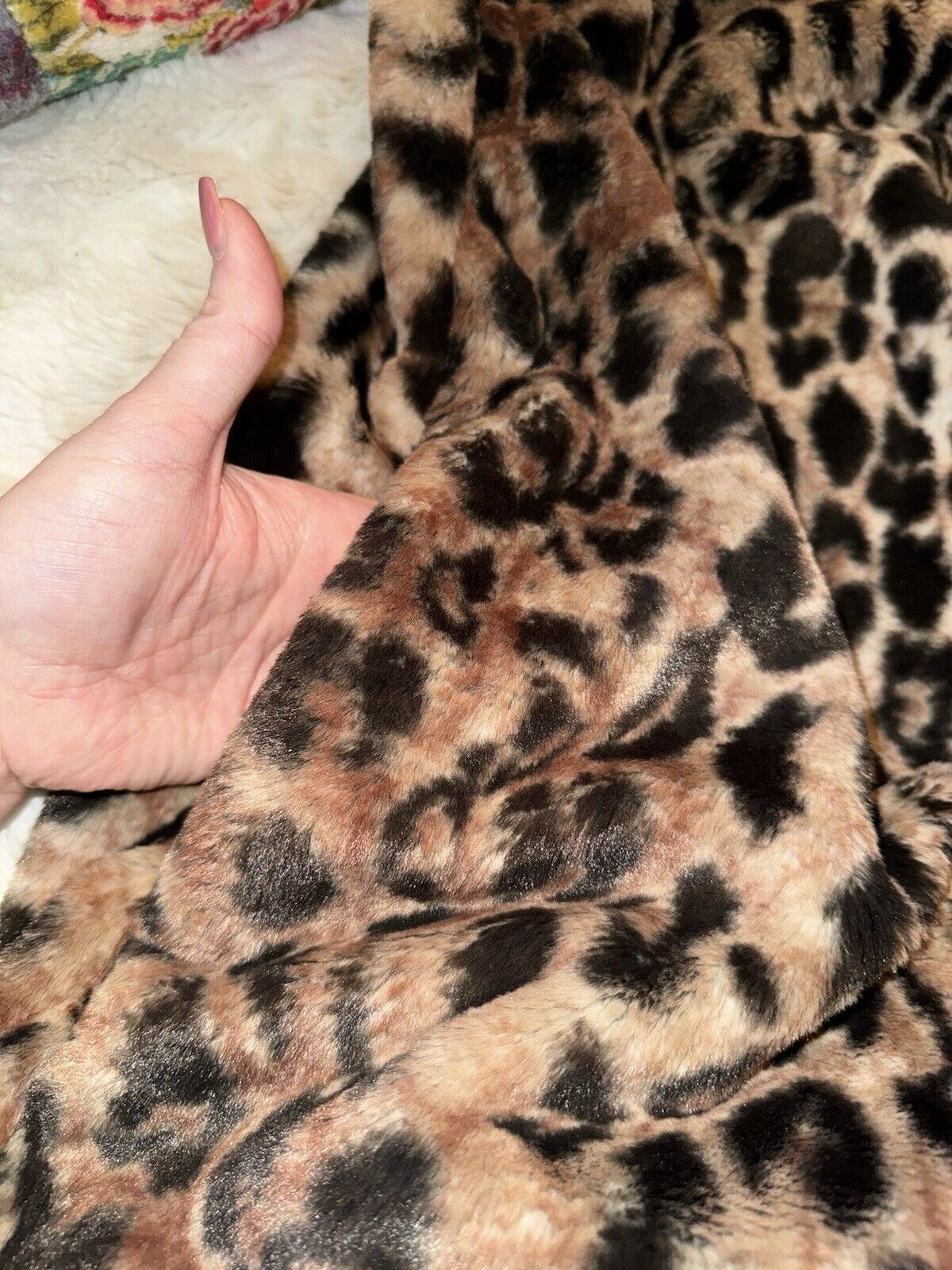 Johnny Was 3X 3XL Faux Fur & Silk Coat Leopard Print Long Length Jacket Wrap