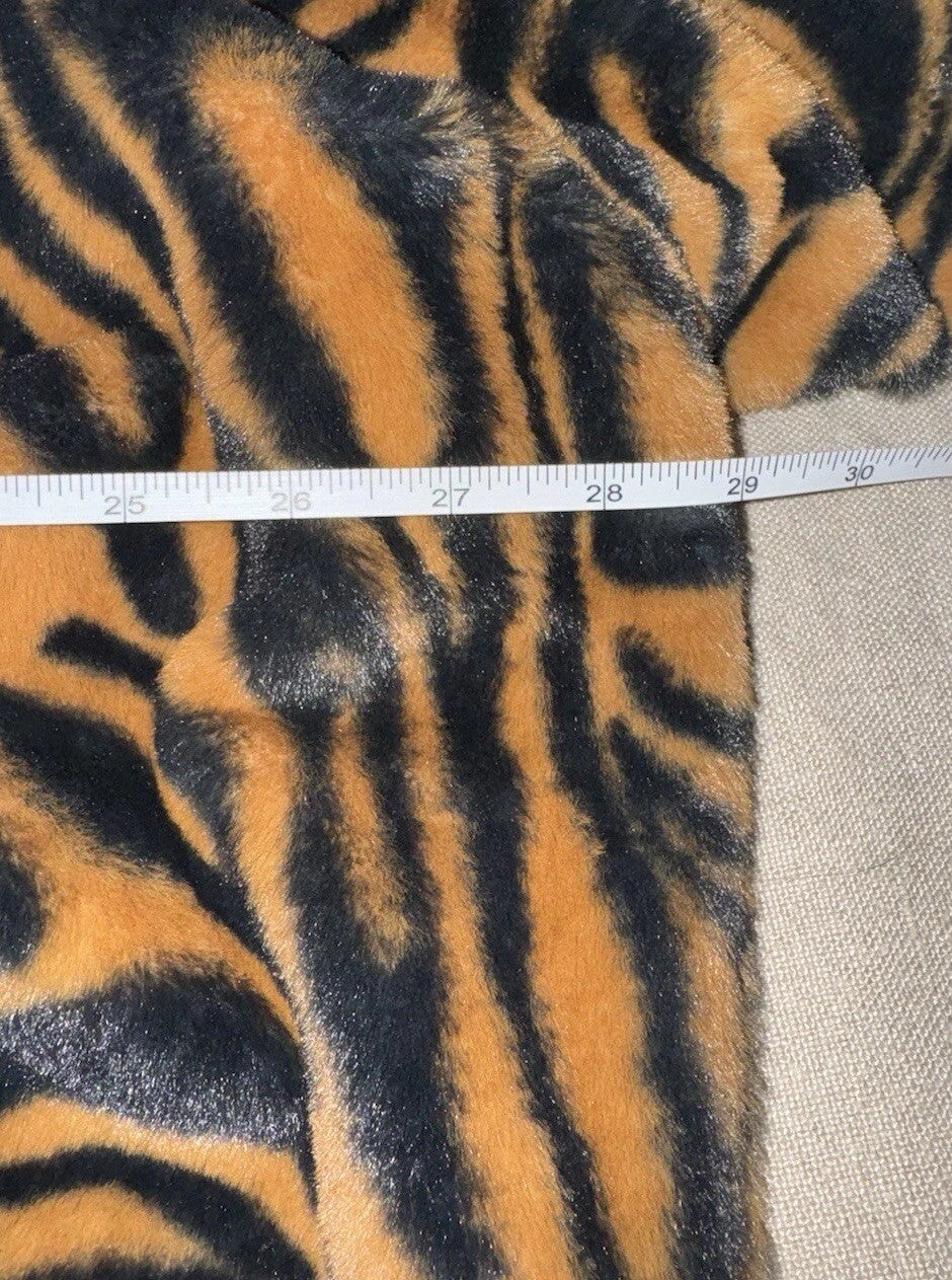 Johnny Was L Large Faux Fur & Silk Tiger Stripe Long Length Coat Jacket Wrap Johnny Was