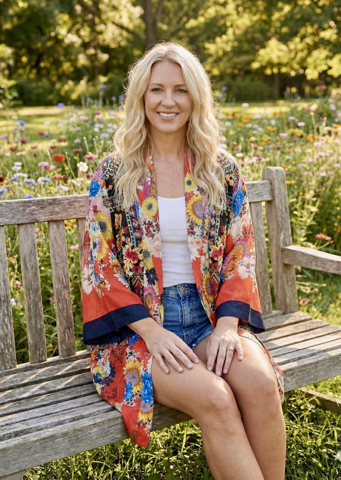 Johnny Was XXL 100% Silk Kimono Red & Black Floral Wrap Lightweight Cool Jacket Johnny Was