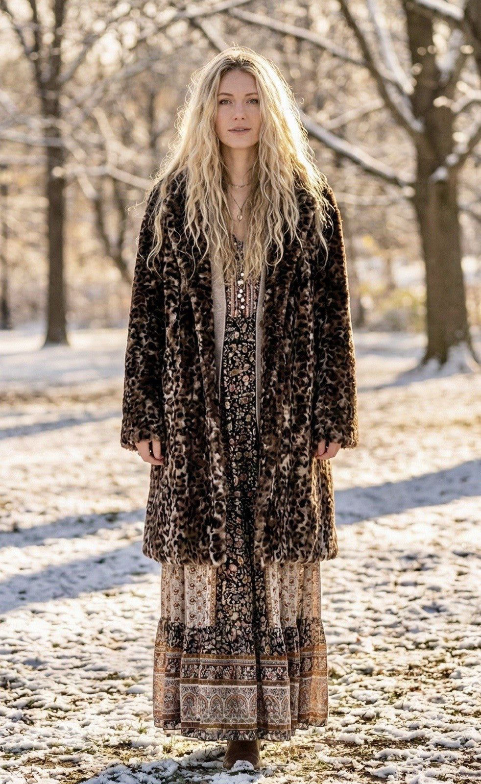 Johnny Was XL 1X Faux Fur & Silk Lined Leopard Animal Print Coat Jacket Wrap - Boho Beauty Boutique