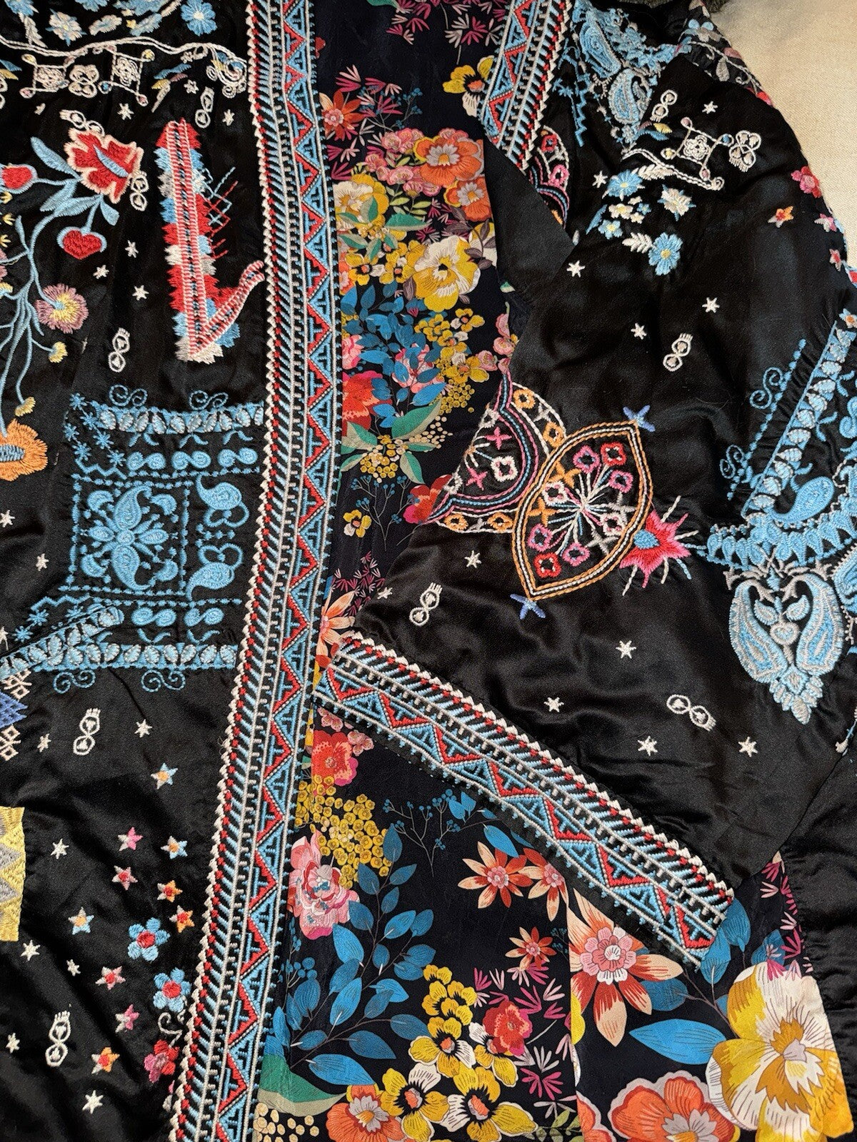 Johnny Was XL 1X Reversible KIMONO Jacket Coat Wrap Duster Embroidery STUNNING Johnny Was