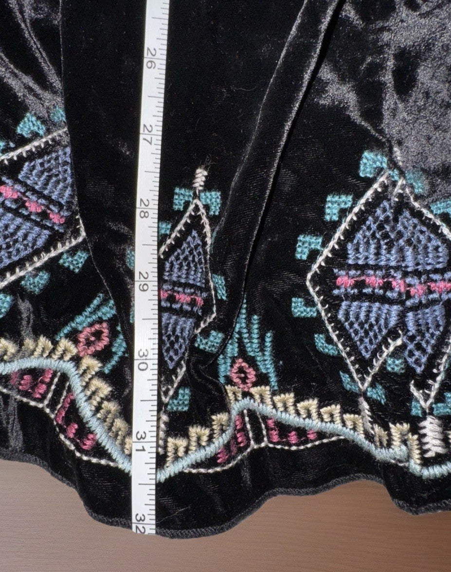 Johnny Was Black Velvet L Kimono Wrap Duster Jacket Coat Cardigan Aztec Luxury Johnny Was