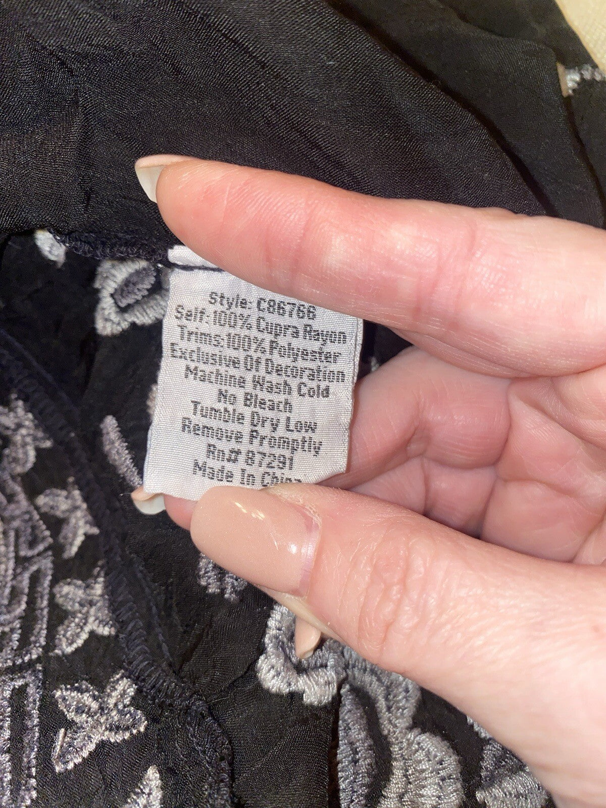 Johnny Was XL Silky Black Kimono Wrap Top Embroidered Black Duster Jacket Floral Johnny Was