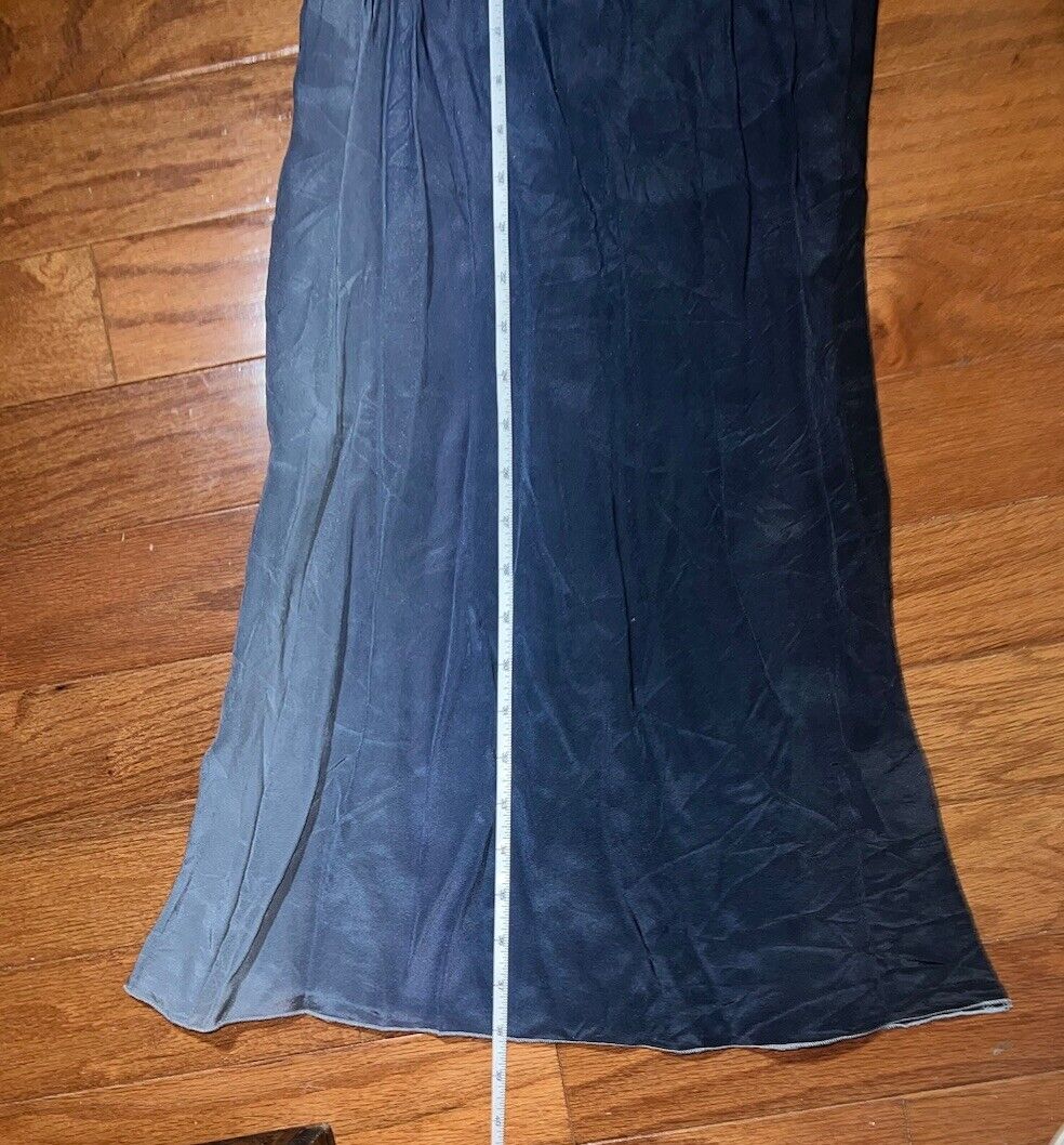 Johnny Was 100% Silk WIDE LEG Blue & Grey Ombré Pants Sz M Perfect W/ Kimono