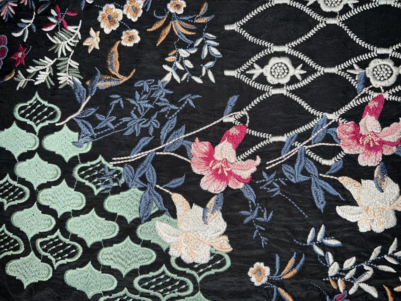 Johnny Was L Black Embroidered Blouse Tunic Top Mini Dress Kimono Sleeve Shirt Johnny Was