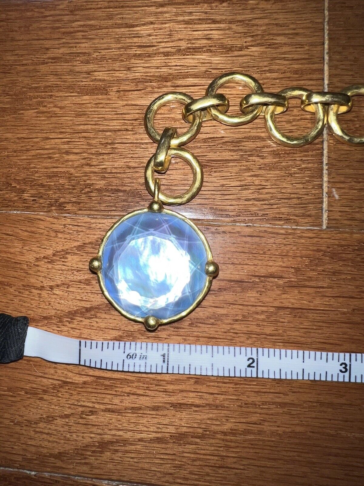 NEW Julie Vos Iridescent Blue Statement Toggle Link Necklace Pendant Bee 19”NWOT