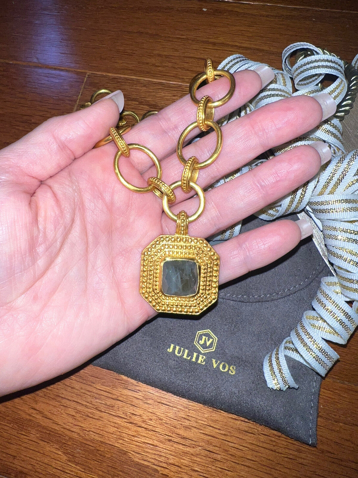 Julie Vos Luxor Necklace Toggle Link 24k Gold Plated Adjustable Julie Vos