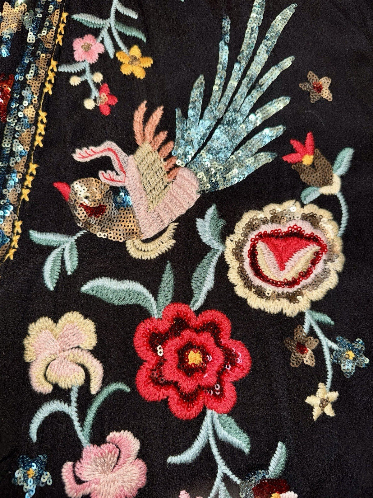 Johnny Was XXL Plus Black Kimono Jacket Coat Sequins Sequin $528 Retail LUXE Johnny Was